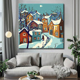 Paint by Numbers Colorful Houses Painting in Winter